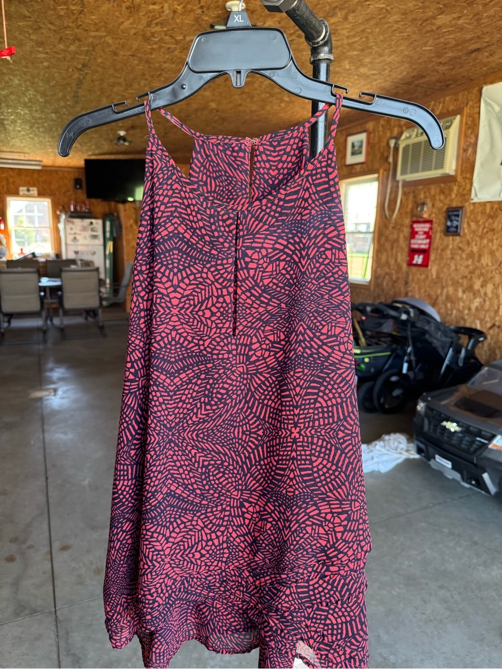 Banana Republic Red and Black Printed Spaghetti-Strap Tank